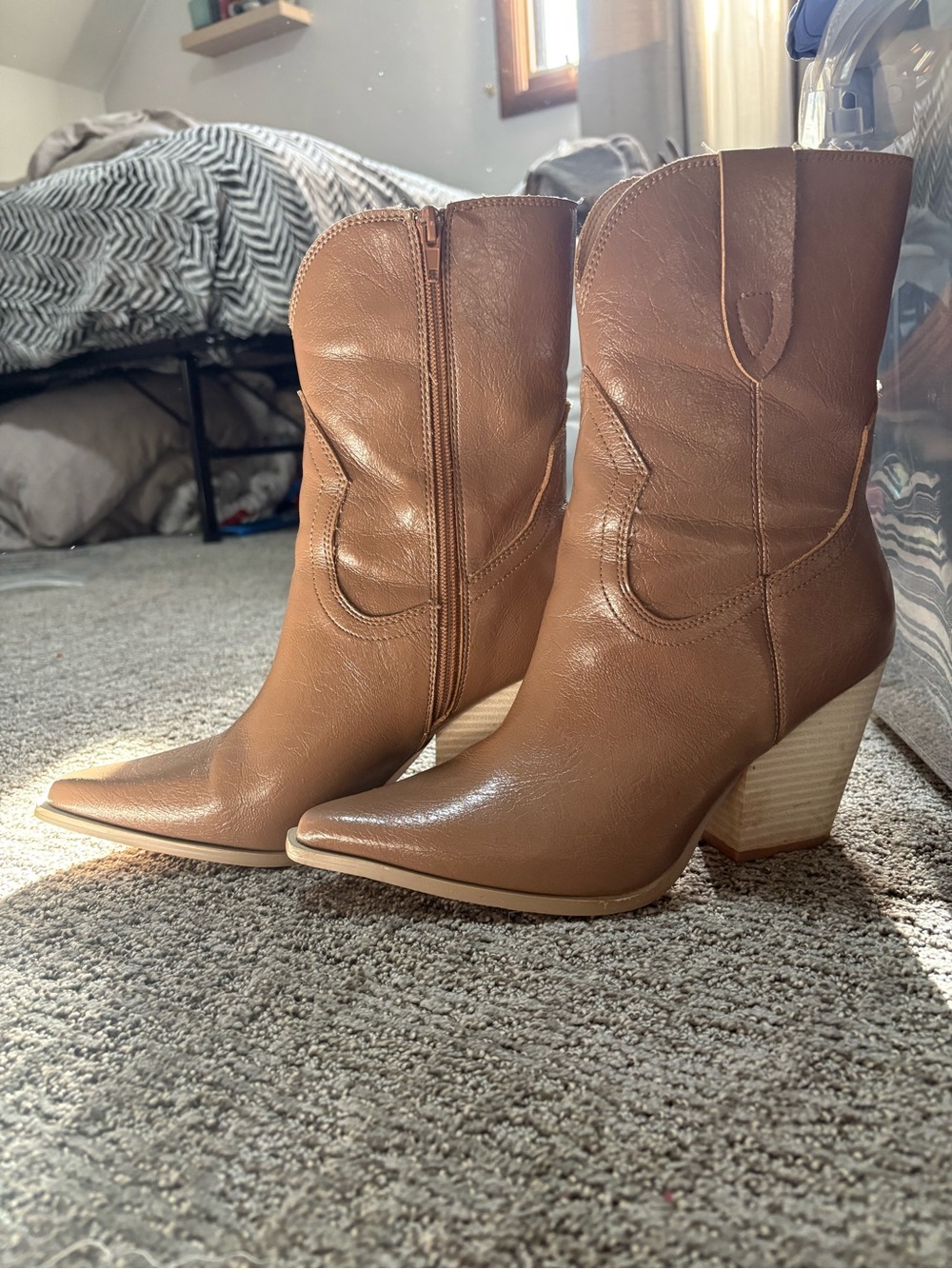 Women's Brown Western Ankle Boots - Classic Style